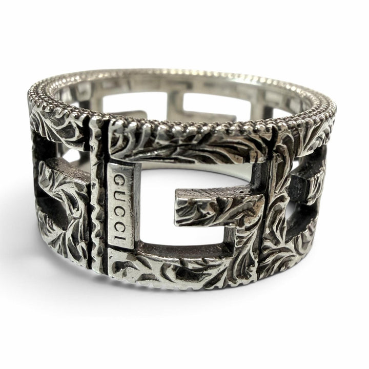 美品▼GUCCI グッチ アラベスク スクエアG AG925 リング 指輪 シルバー 21 (JP21号) イタリア製 重量8.73g メンズ 箱・保存袋付き