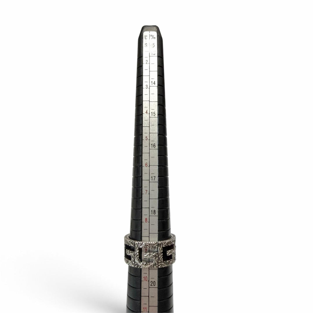 美品▼GUCCI グッチ アラベスク スクエアG AG925 リング 指輪 シルバー 21 (JP21号) イタリア製 重量8.73g メンズ 箱・保存袋付き