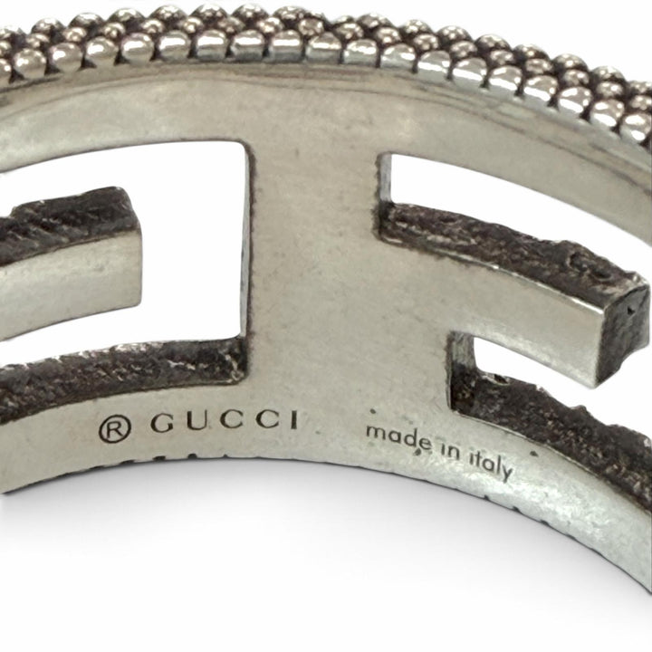 美品▼GUCCI グッチ アラベスク スクエアG AG925 リング 指輪 シルバー 21 (JP21号) イタリア製 重量8.73g メンズ 箱・保存袋付き