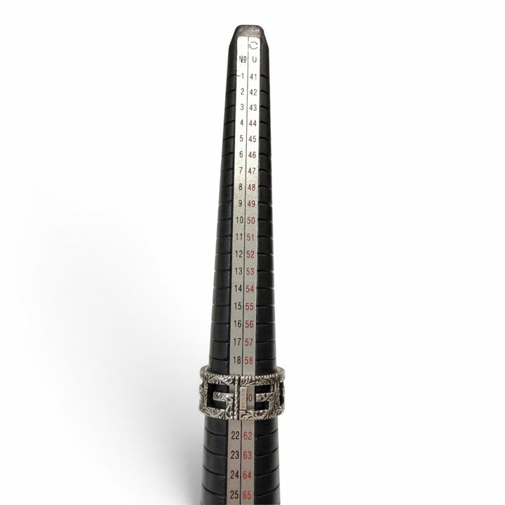 美品▼GUCCI グッチ アラベスク スクエアG AG925 リング 指輪 シルバー 21 (JP21号) イタリア製 重量8.73g メンズ 箱・保存袋付き