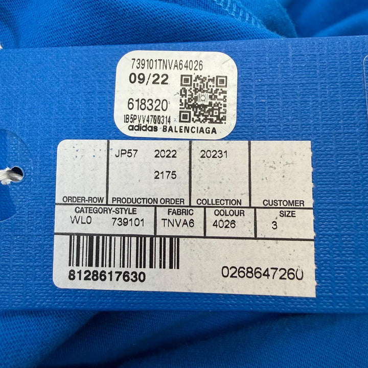 未使用品▼BALENCIAGA adidas バレンシアガ アディダス 23SS 739101 ロゴプリント ショートスリーブ 半袖Ｔシャツ ブルー 2 正規品