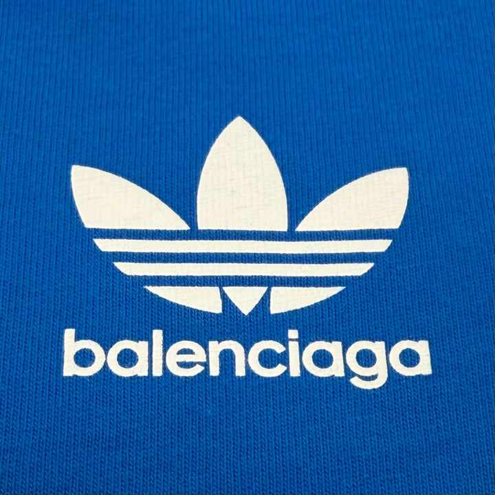 未使用品▼BALENCIAGA adidas バレンシアガ アディダス 23SS 739101 ロゴプリント ショートスリーブ 半袖Ｔシャツ ブルー 2 正規品