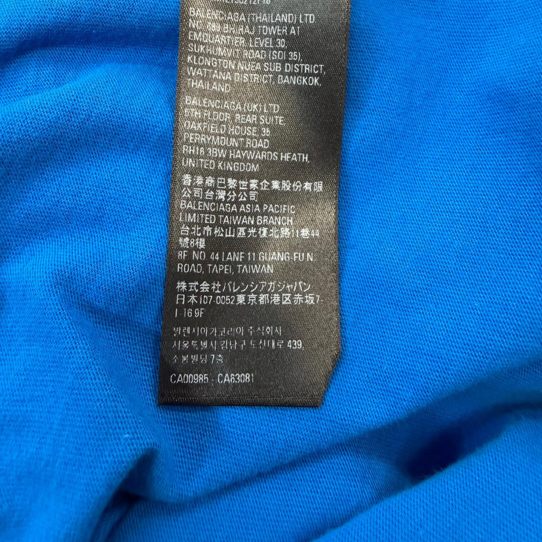 未使用品▼BALENCIAGA adidas バレンシアガ アディダス 23SS 739101 ロゴプリント ショートスリーブ 半袖Ｔシャツ ブルー 2 正規品