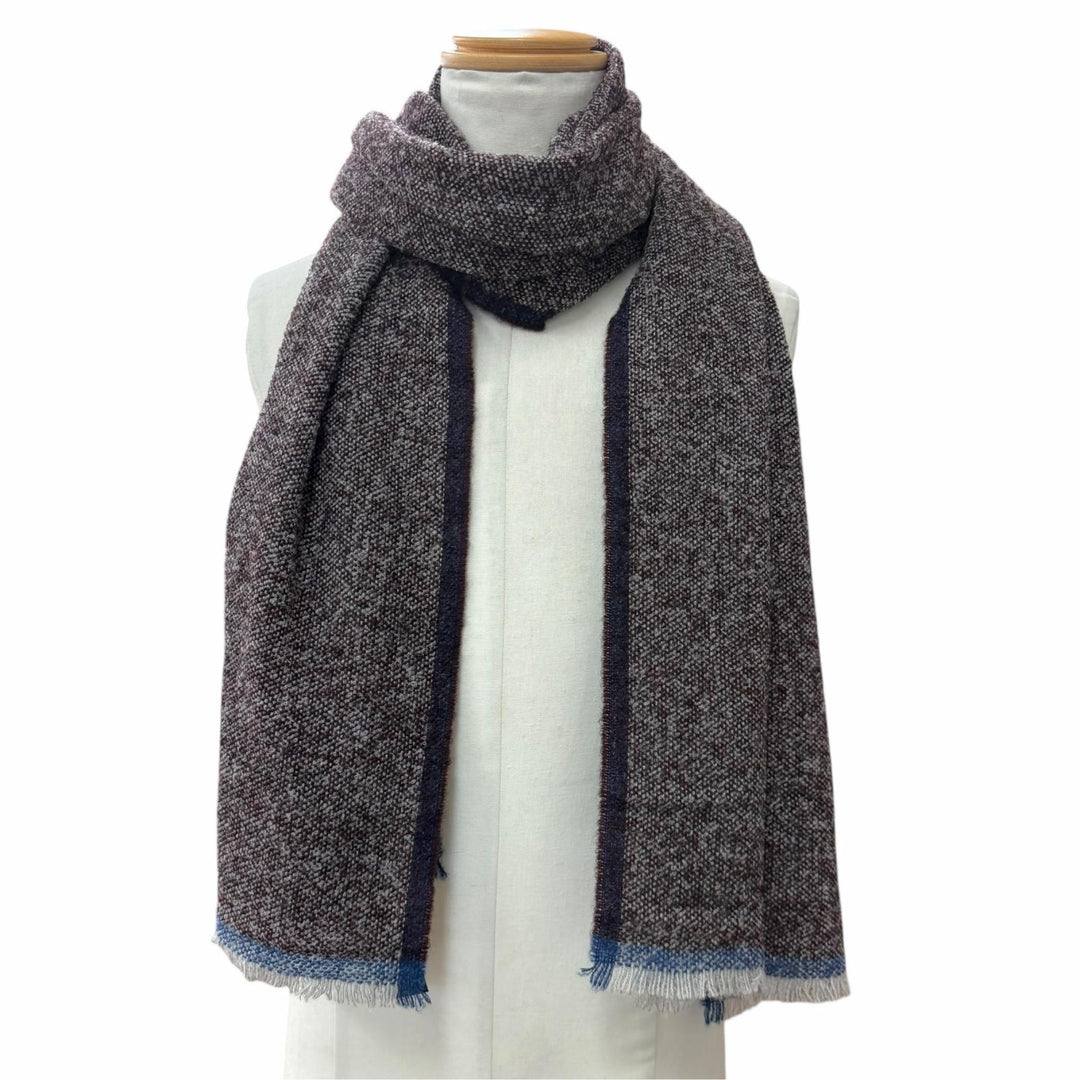極美品▼Ermenegildo Zegna エルメネジルド ゼニア カシミヤ アルパカ ストール マフラー ボルドー イタリア製 正規品 メンズ 防寒具