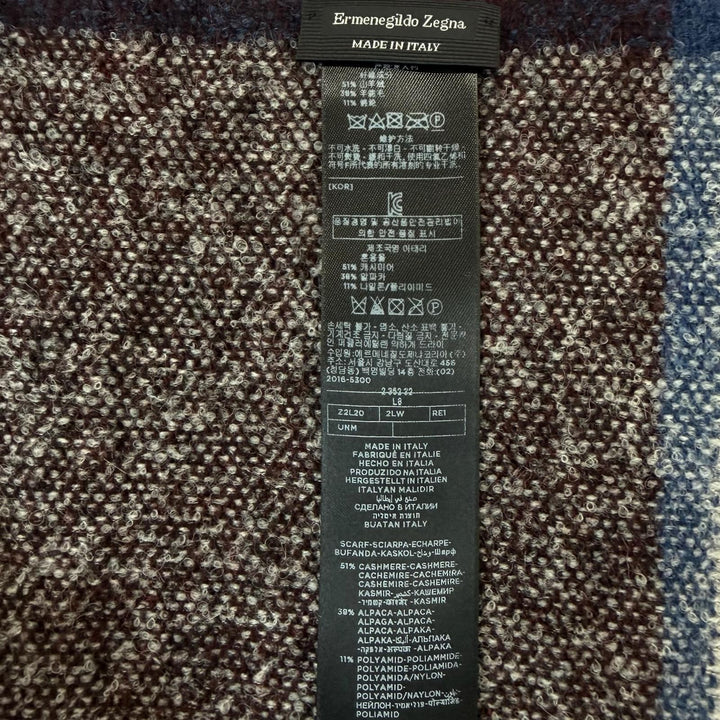 極美品▼Ermenegildo Zegna エルメネジルド ゼニア カシミヤ アルパカ ストール マフラー ボルドー イタリア製 正規品 メンズ 防寒具