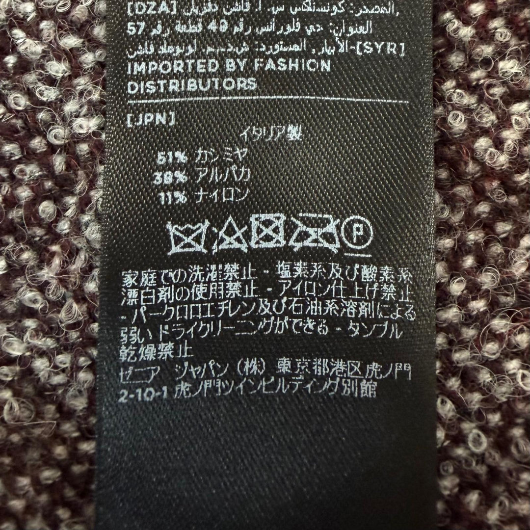 極美品▼Ermenegildo Zegna エルメネジルド ゼニア カシミヤ アルパカ ストール マフラー ボルドー イタリア製 正規品 メンズ 防寒具