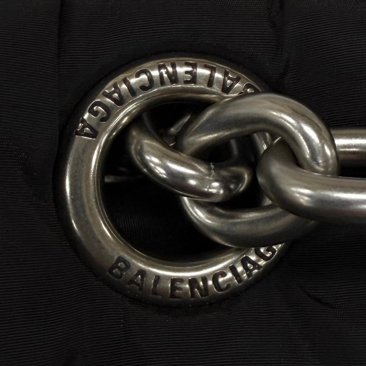 未使用品★BALENCIAGA バレンシアガ 792977 ロゴ金具 モナコ ミニ チェーン ショルダーバッグ ブラック シルバー金具 伊製 保存袋付き