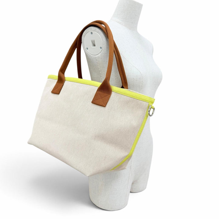 極美品☆HERMES エルメス プティ アッシュ So ソー キャンバス レザー使い トートバッグ ハンドバッグ ナチュラル フランス製 レディース