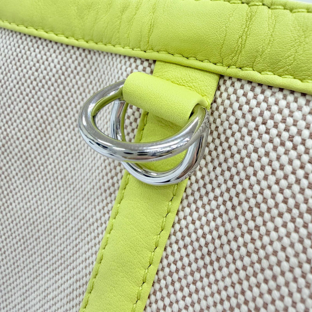 極美品☆HERMES エルメス プティ アッシュ So ソー キャンバス レザー使い トートバッグ ハンドバッグ ナチュラル フランス製 レディース