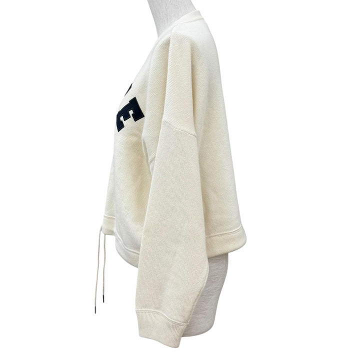 極美品★CELINE セリーヌ 2A11V402P ウール カシミヤ混 ロゴデザイン クロップド 長袖 ニット セーター アイボリー S イタリア製 正規品