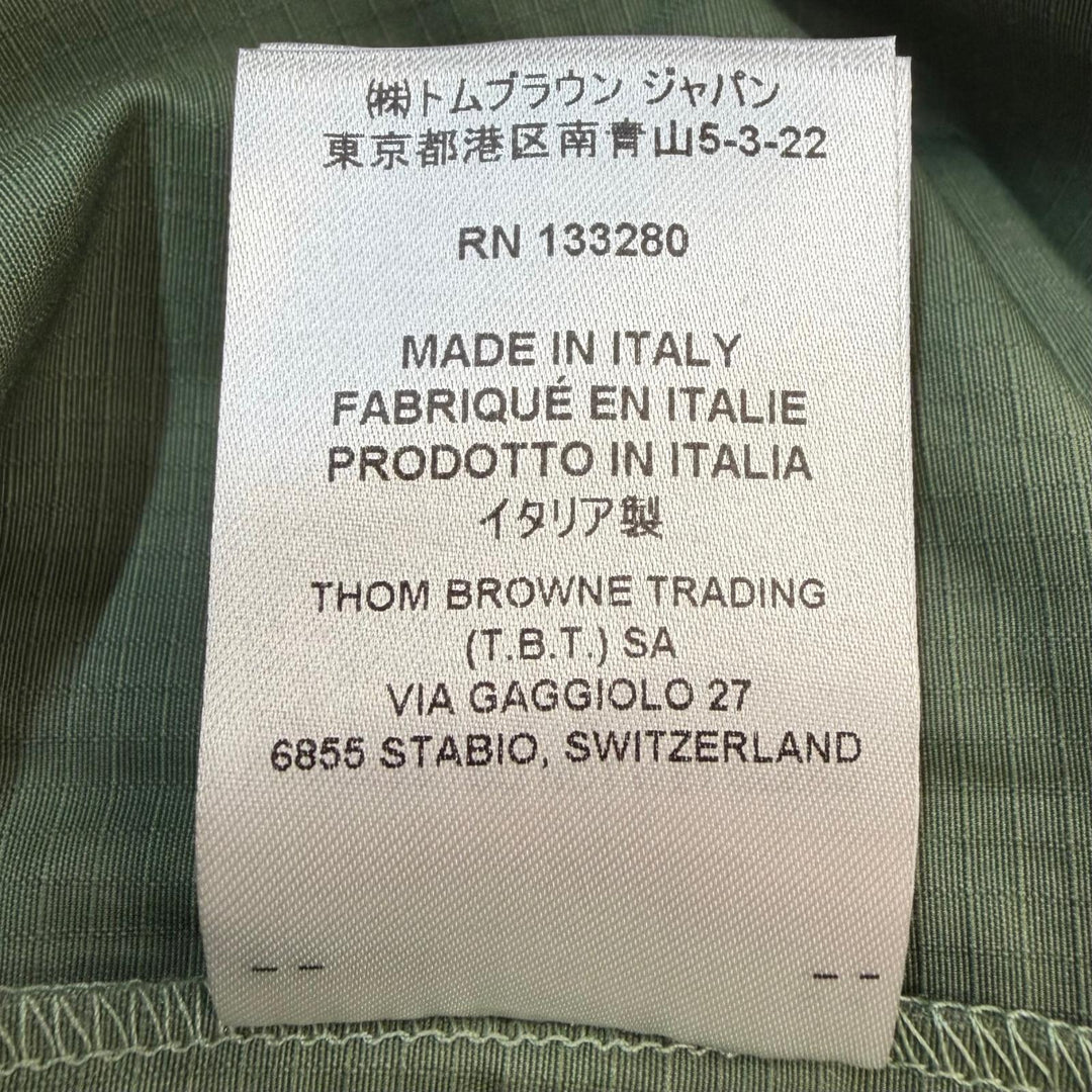未使用品▼THOM BROWNE トムブラウン コットン シグネチャーストライプ ハーフパンツ ショートパンツ カーキ 2 イタリア製 正規品 メンズ