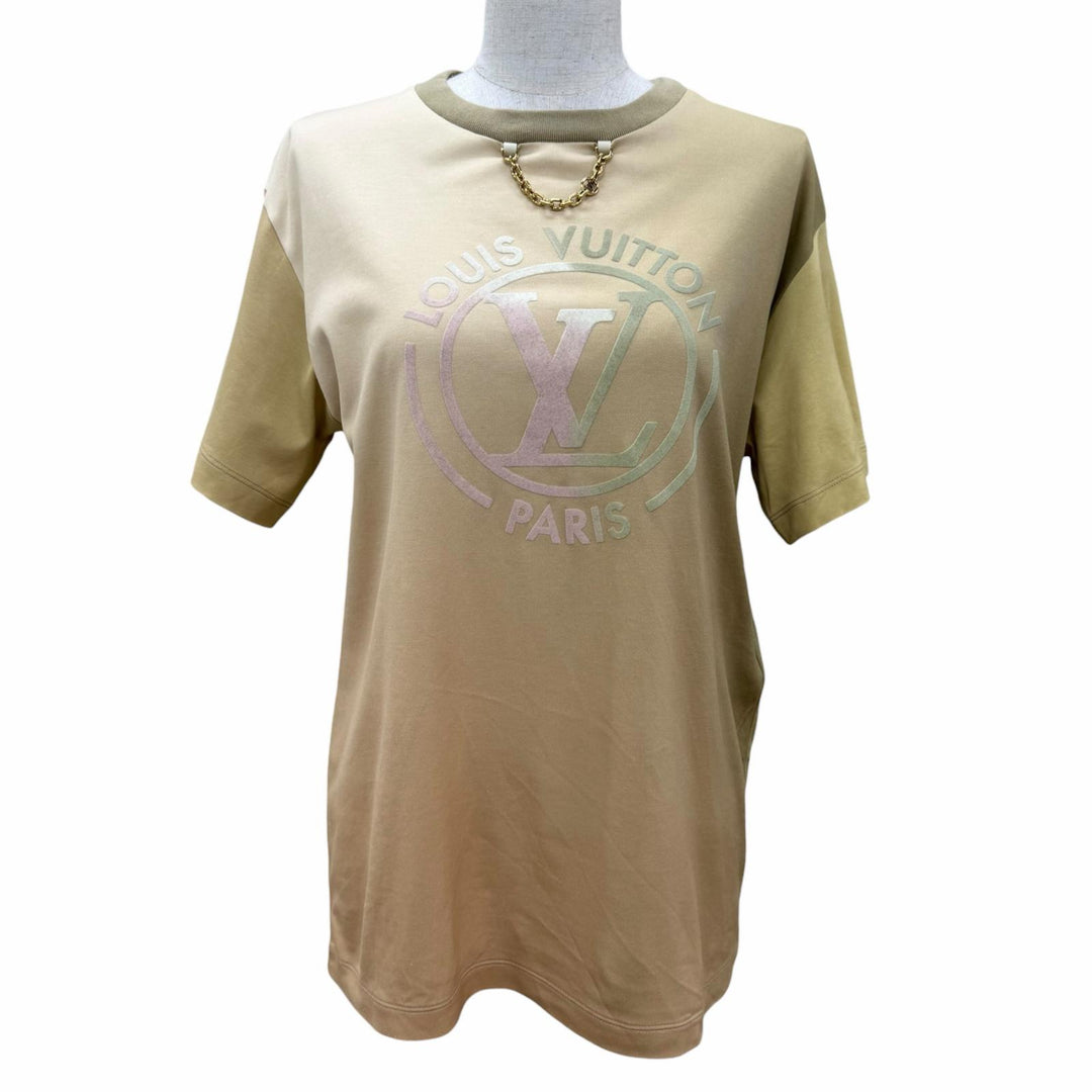 極美品☆LOUIS VUITTON ルイヴィトン コットン シグネチャー ジッパーディテール 半袖Ｔシャツ ホワイト S イタリア製 正規品 レディース