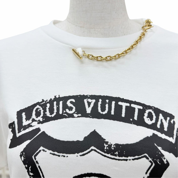 極美品☆LOUIS VUITTON ルイヴィトン コットン シグネチャー ジッパーディテール 半袖Ｔシャツ ホワイト S イタリア製 正規品 レディース