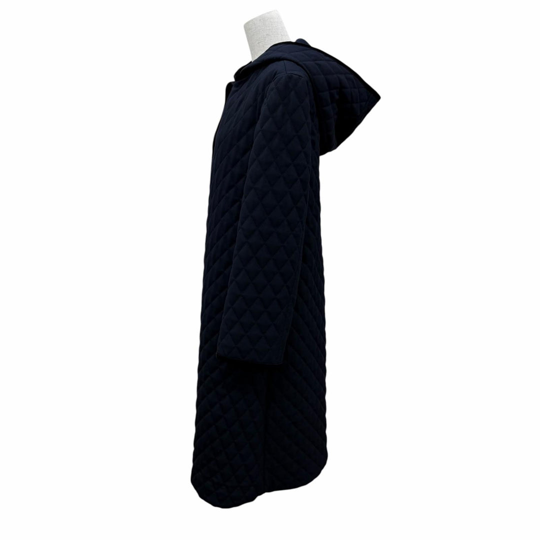 未使用品☆FOXEY フォクシー 44850 Coat Windsor フード付 中綿入り キルティング ロングコート ネイビー 40 日本製 正規品 レディース