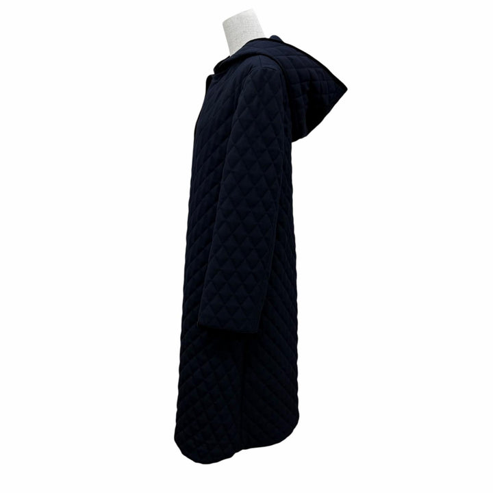 未使用品☆FOXEY フォクシー 44850 Coat Windsor フード付 中綿入り キルティング ロングコート ネイビー 40 日本製 正規品 レディース