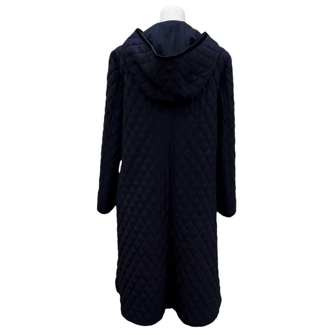 未使用品☆FOXEY フォクシー 44850 Coat Windsor フード付 中綿入り キルティング ロングコート ネイビー 40 日本製 正規品 レディース