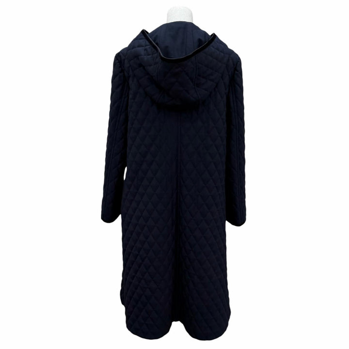 未使用品☆FOXEY フォクシー 44850 Coat Windsor フード付 中綿入り キルティング ロングコート ネイビー 40 日本製 正規品 レディース