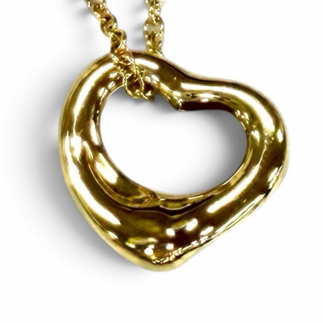 極美品★TIFFANY&amp;Co. ティファニー エルサペレッティ オープンハート ペンダント 11mm AU750(YG) ネックレス イエローゴールド 重量3.0g