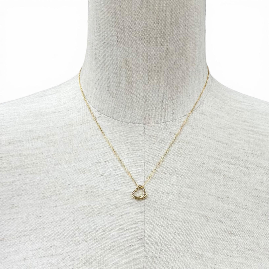 極美品★TIFFANY&amp;Co. ティファニー エルサペレッティ オープンハート ペンダント 11mm AU750(YG) ネックレス イエローゴールド 重量3.0g