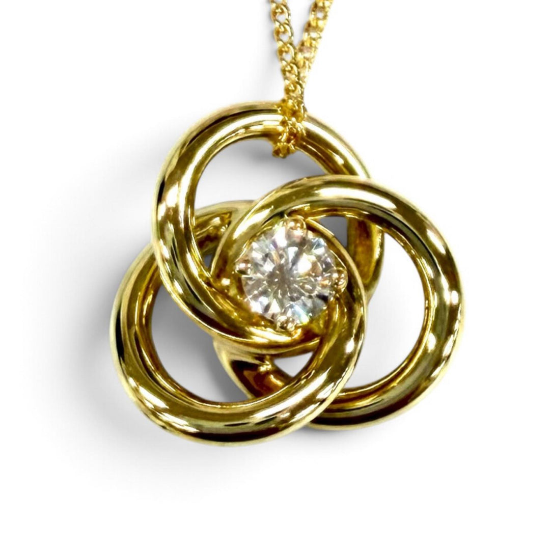 極美品★TIFFANY&amp;Co. ティファニー 750(YG) スリーフープ ダイアモンド ネックレス ペンダント イエローゴールド 重量4.2g 箱付き