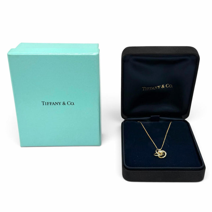 極美品★TIFFANY&amp;Co. ティファニー 750(YG) スリーフープ ダイアモンド ネックレス ペンダント イエローゴールド 重量4.2g 箱付き