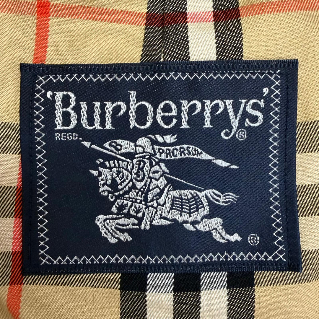 美品□Burberrys バーバリー ヴィンテージ 裏ノバチェック柄 フライフロント 比翼 ロング ステンカラーコート 玉虫色 94-175-6 メンズ