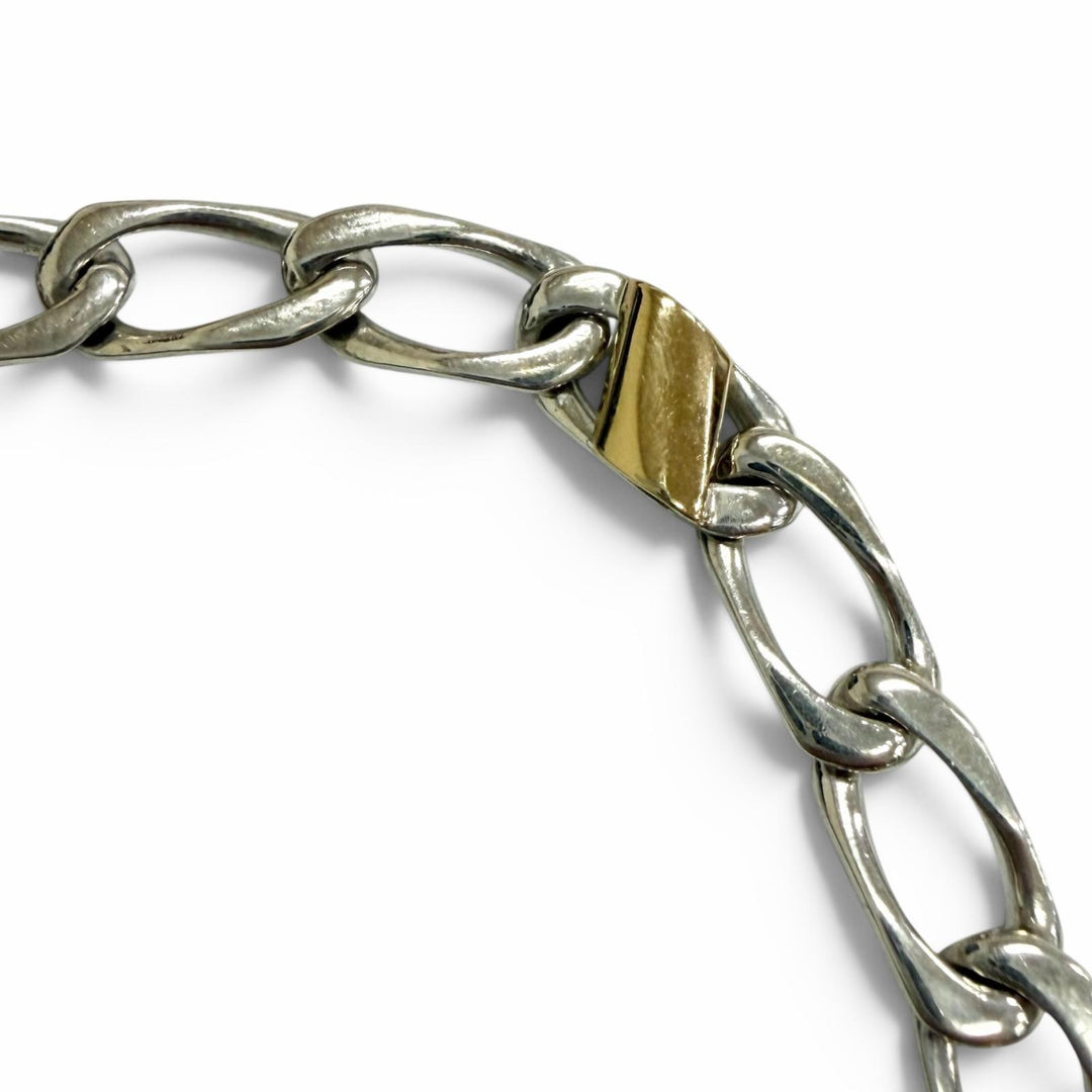 極美品□TIFFANY&amp;Co. ティファニー ヴィンテージ SV925 750 フィガロ チェーン ブレスレット シルバー ゴールド イタリア製 重量10.4g