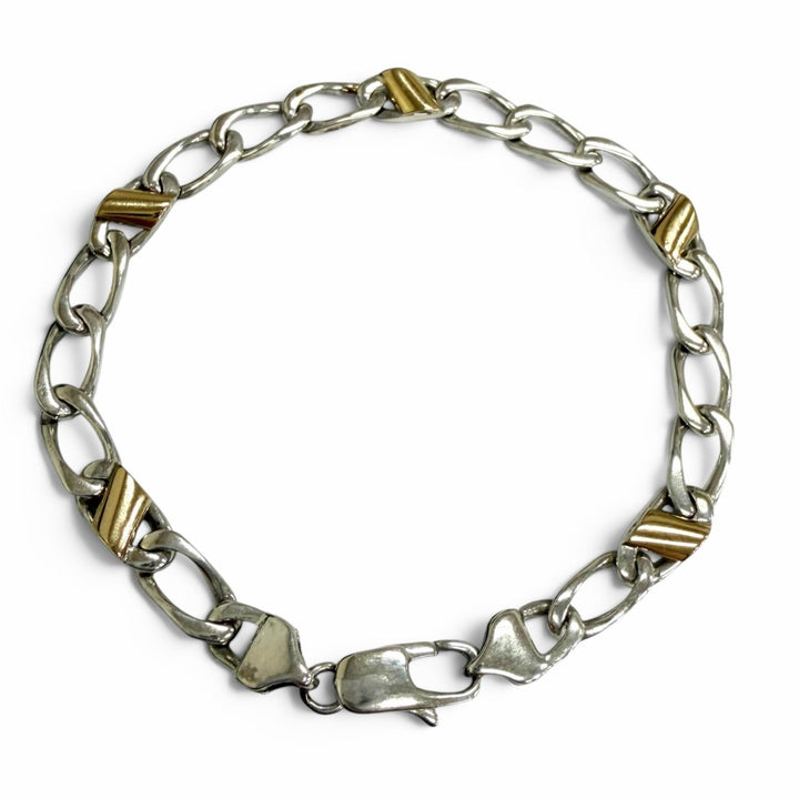 極美品□TIFFANY&amp;Co. ティファニー ヴィンテージ SV925 750 フィガロ チェーン ブレスレット シルバー ゴールド イタリア製 重量10.4g