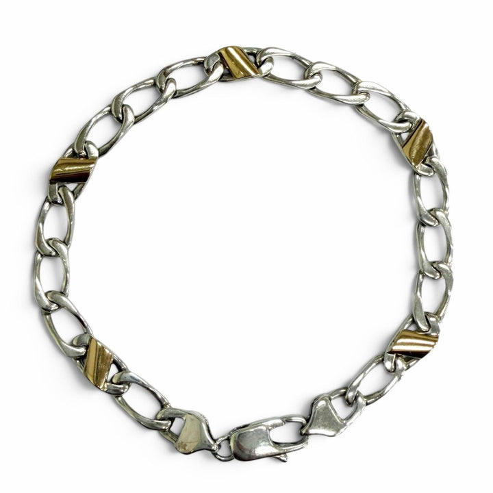 極美品□TIFFANY&amp;Co. ティファニー ヴィンテージ SV925 750 フィガロ チェーン ブレスレット シルバー ゴールド イタリア製 重量10.4g