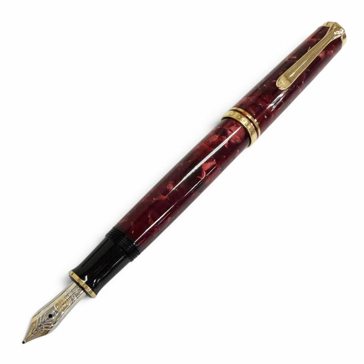 極美品□PERIKAN ペリカン M600 スーベレーン ペン先14K Mニブ キャップ 吸入式 万年筆 ルビーレッド ゴールド ドイツ製 メンズ 箱付き