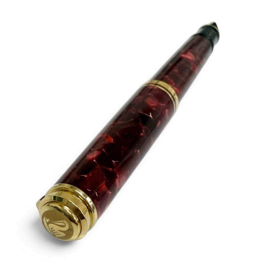 極美品□PERIKAN ペリカン M600 スーベレーン ペン先14K Mニブ キャップ 吸入式 万年筆 ルビーレッド ゴールド ドイツ製 メンズ 箱付き