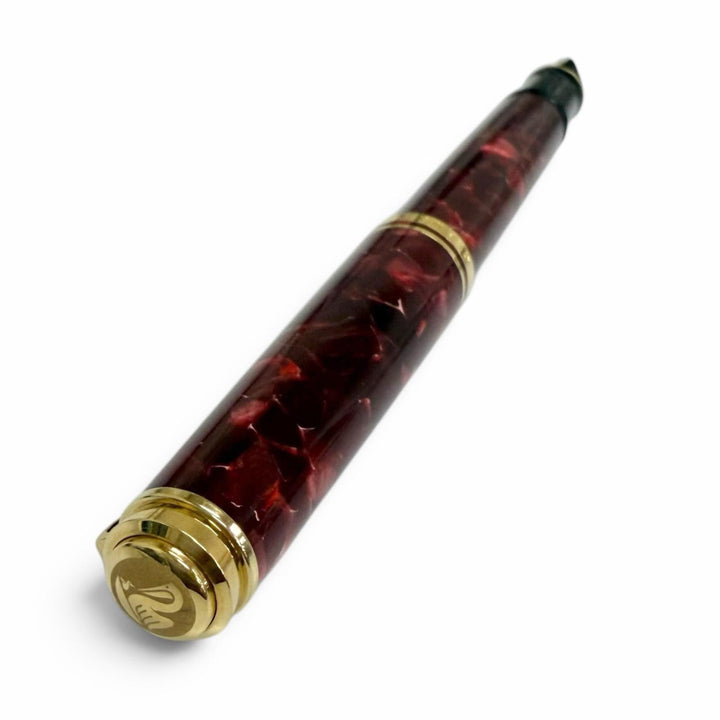 極美品□PERIKAN ペリカン M600 スーベレーン ペン先14K Mニブ キャップ 吸入式 万年筆 ルビーレッド ゴールド ドイツ製 メンズ 箱付き