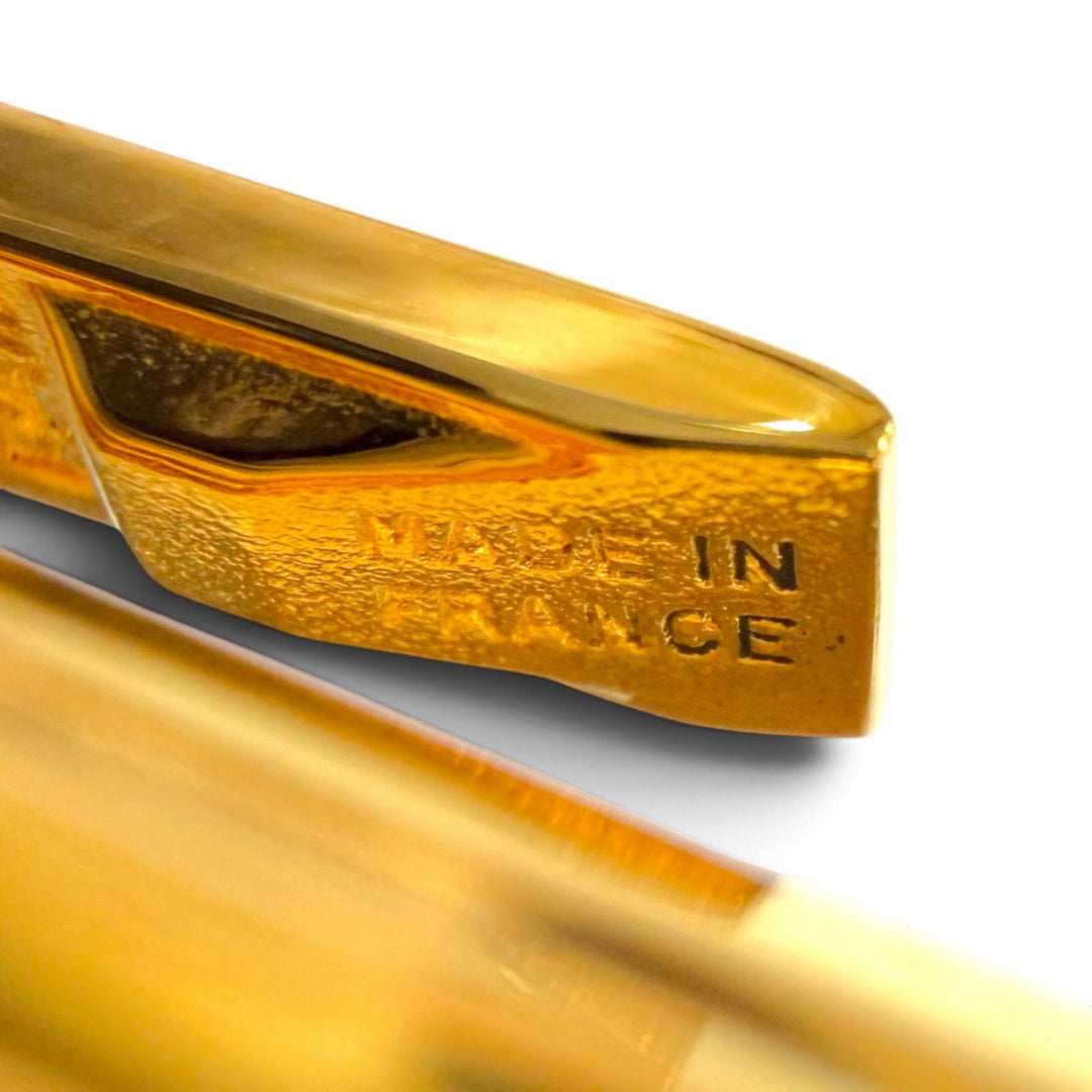 極美品▼Cartier カルティエ トリニティ ペン先18K Fニブ マーブル柄 万年筆 ボルドー ゴールド フランス製 メンズ
