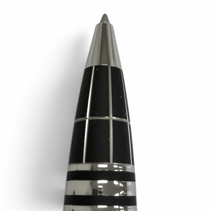 美品□MONTBLANC モンブラン メタルラバー ウィンドウペン ツイスト式 ボールペン シルバー ブラック ドイツ製 メンズ 筆記確認済み