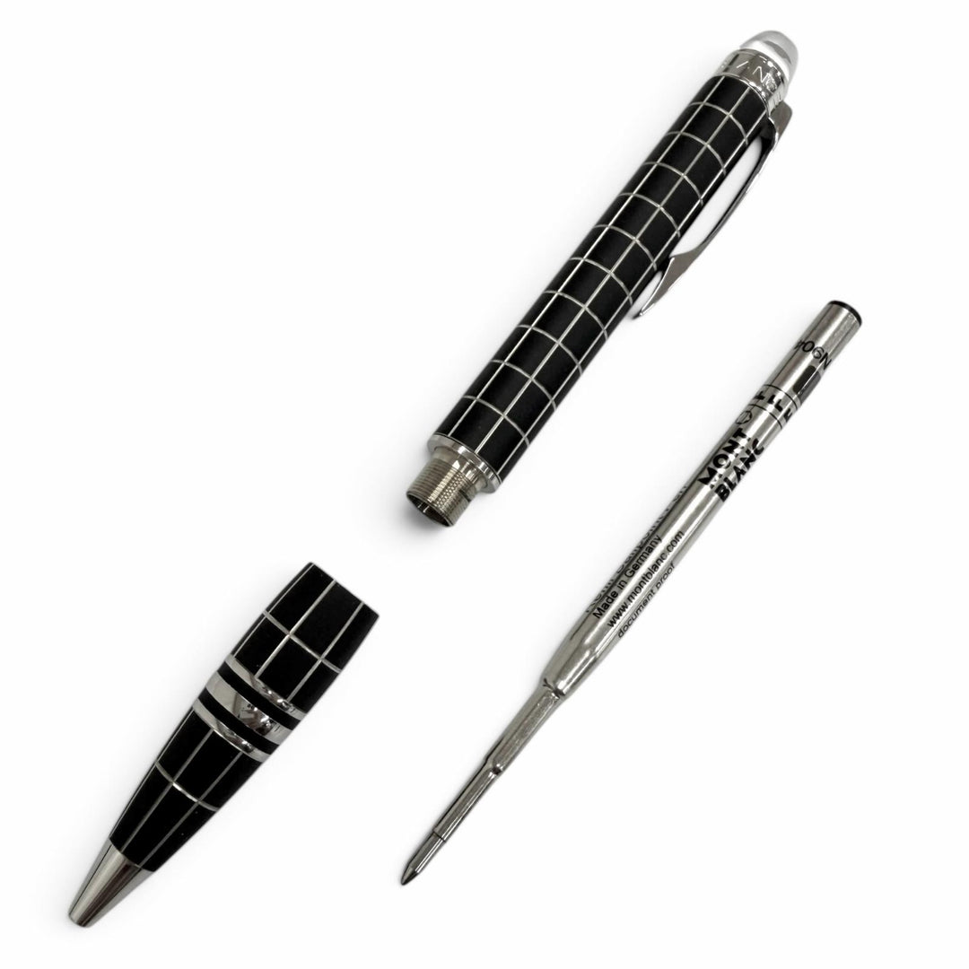美品□MONTBLANC モンブラン メタルラバー ウィンドウペン ツイスト式 ボールペン シルバー ブラック ドイツ製 メンズ 筆記確認済み