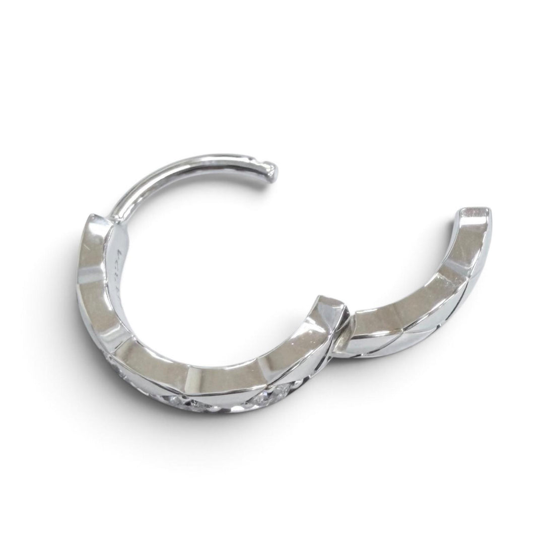 極美品△CHANEL シャネル J13219 ココ クラッシュ コレクション シングル ミニフープ セット 両耳 ダイヤモンド 750 WG ホワイトゴールド