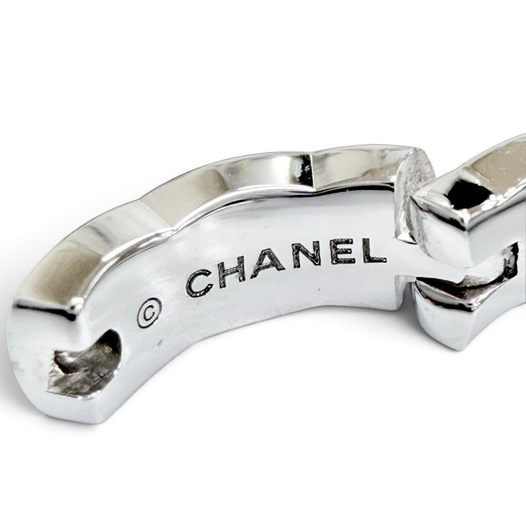 極美品△CHANEL シャネル J13219 ココ クラッシュ コレクション シングル ミニフープ セット 両耳 ダイヤモンド 750 WG ホワイトゴールド