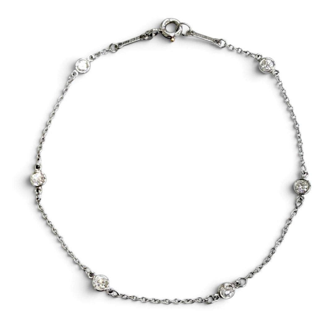 美品△TIFFANY&amp;Co. ティファニー 67721 エルサペレッティ バイザヤード ブレスレット PT950 6Pダイヤモンド プラチナ 重量1.85g オススメ
