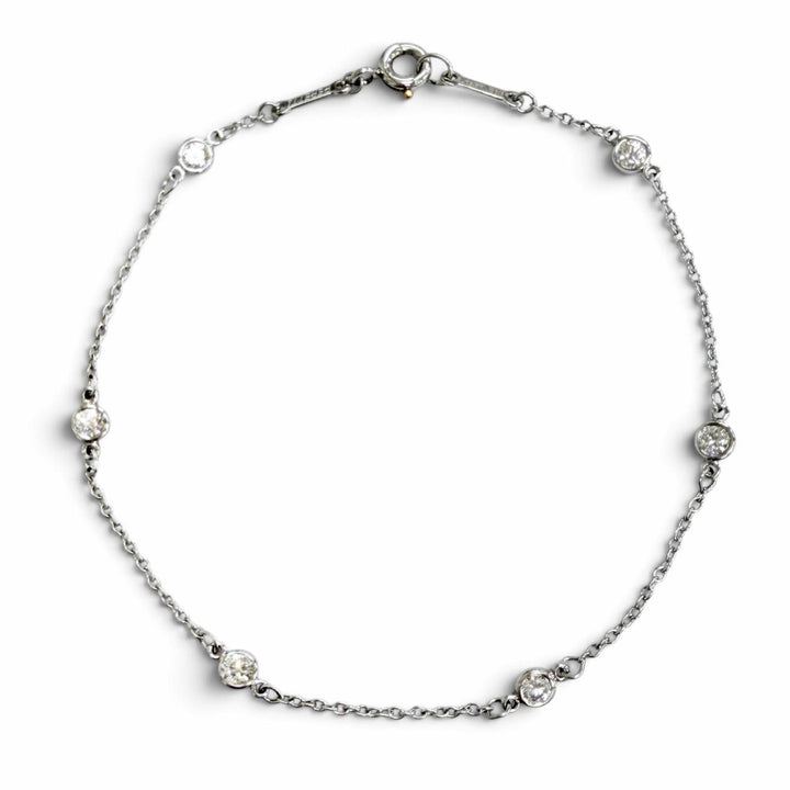 美品△TIFFANY&amp;Co. ティファニー 67721 エルサペレッティ バイザヤード ブレスレット PT950 6Pダイヤモンド プラチナ 重量1.85g オススメ