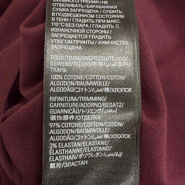 極美品□BALENCIAGA バレンシアガ 2023年製 739784 テープロゴ ダメージ加工 オーバーサイズ 半袖Ｔシャツ ボルドー S 正規品 メンズ
