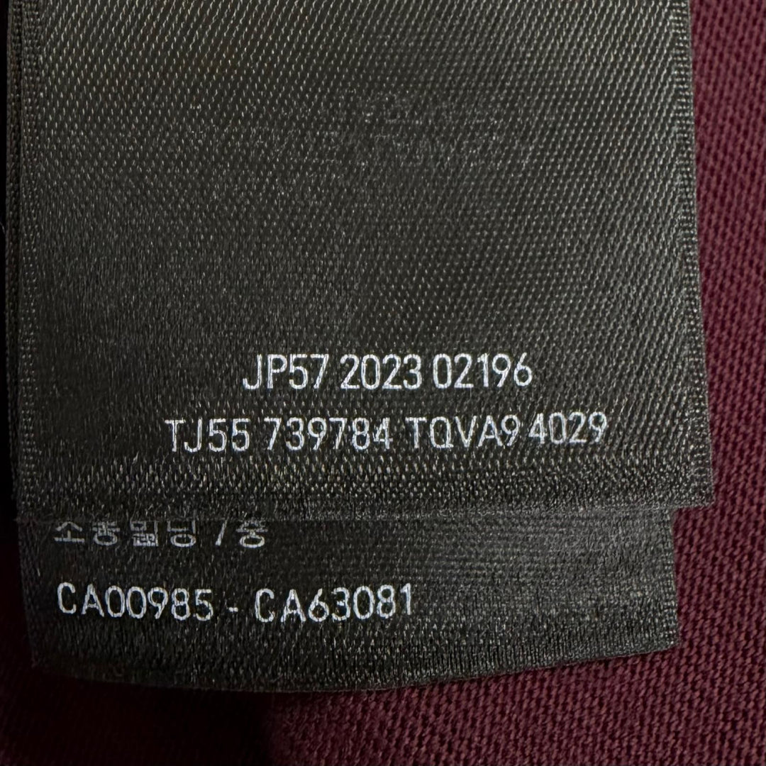 極美品□BALENCIAGA バレンシアガ 2023年製 739784 テープロゴ ダメージ加工 オーバーサイズ 半袖Ｔシャツ ボルドー S 正規品 メンズ