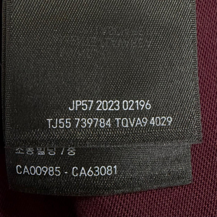 極美品□BALENCIAGA バレンシアガ 2023年製 739784 テープロゴ ダメージ加工 オーバーサイズ 半袖Ｔシャツ ボルドー S 正規品 メンズ