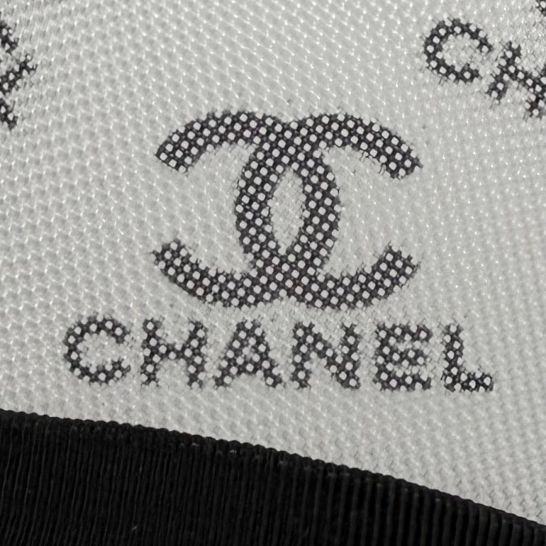 未使用品★CHANEL シャネル G34673 ココマーク レザー使い メッシュ エスパドリーユ スリッポン ホワイト ブラック 37 箱・保存袋付き