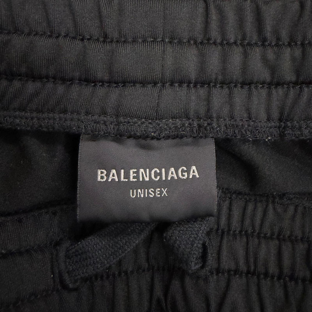 極美品□BALENCIAGA バレンシアガ 2025年製 837515 ロゴ刺繍 サイドライン トラックパンツ ブラック XXS ポルトガル製 正規品 メンズ