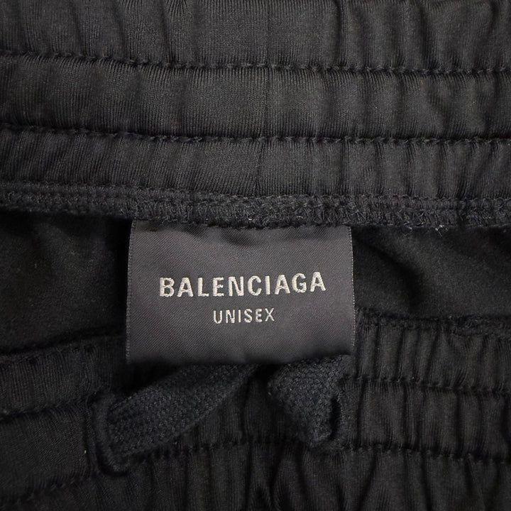 極美品□BALENCIAGA バレンシアガ 2025年製 837515 ロゴ刺繍 サイドライン トラックパンツ ブラック XXS ポルトガル製 正規品 メンズ