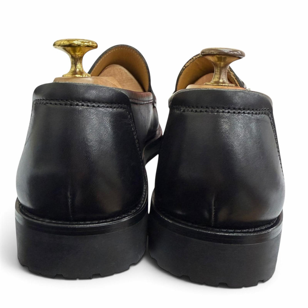 未使用品□Salvatore Ferragamo サルヴァトーレフェラガモ レザー ダブルガンチーニ ローファー ブラック 7 EE イタリア製 箱・保存袋付