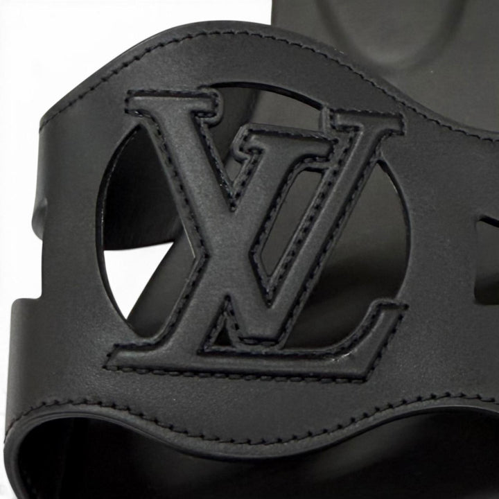 未使用品★LOUIS VUITTON ルイヴィトン 2023年製 1ABP09 LVイソラ ミュール レザー サンダル ブラック IT 38 イタリア製 保存袋付き