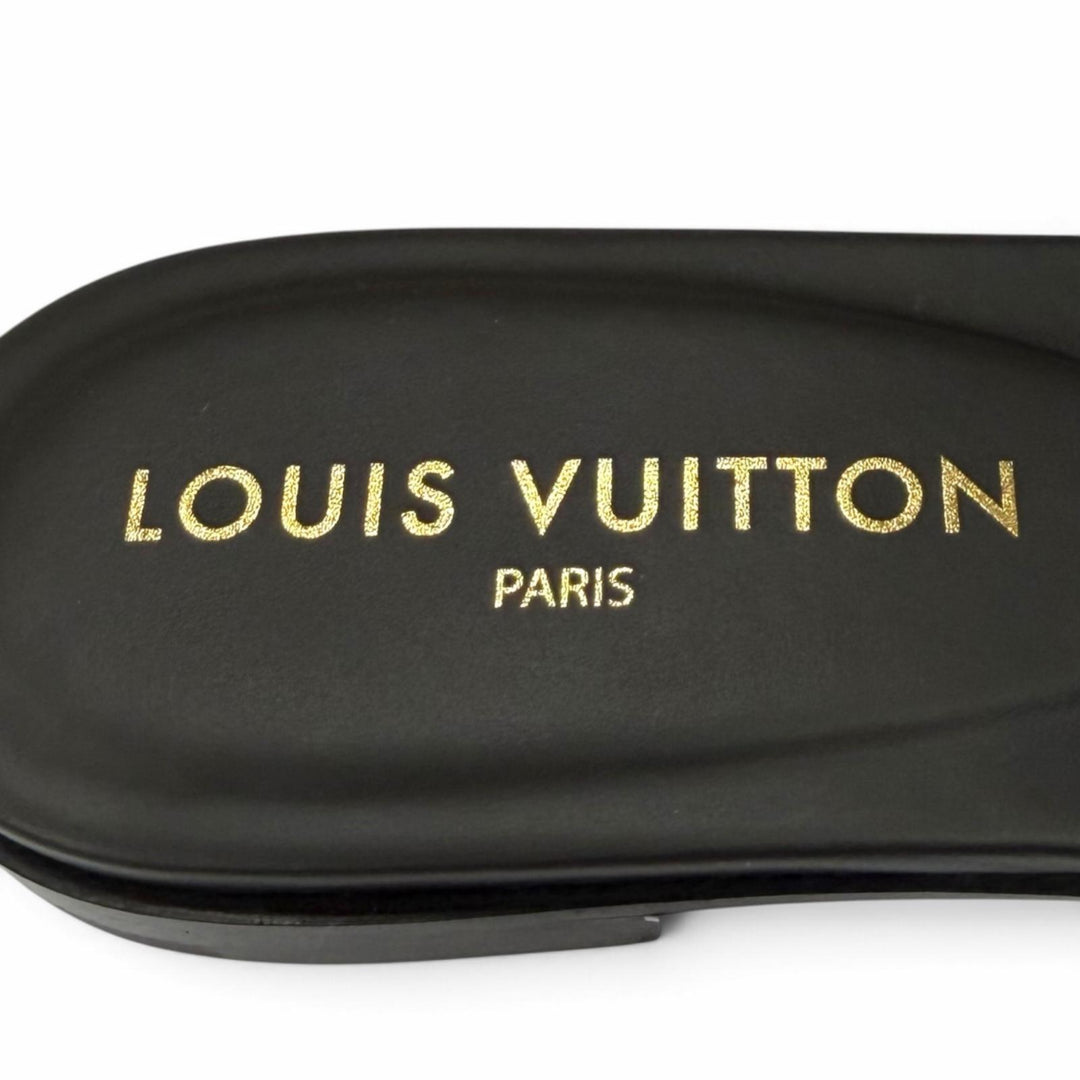 未使用品★LOUIS VUITTON ルイヴィトン 2023年製 1ABP09 LVイソラ ミュール レザー サンダル ブラック IT 38 イタリア製 保存袋付き