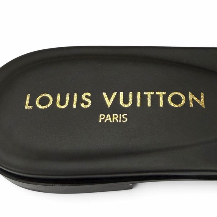 未使用品★LOUIS VUITTON ルイヴィトン 2023年製 1ABP09 LVイソラ ミュール レザー サンダル ブラック IT 38 イタリア製 保存袋付き