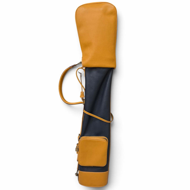 美品□HERMES エルメス ヴィンテージ レザー ゴルフバッグ キャディバッグ 希少 ネイビー ライトブラウン フランス製 メンズ